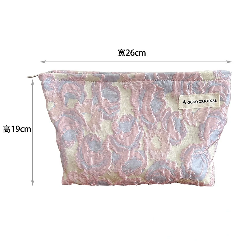 Ins Fashion Jacquard Makeup Bag Large Capacity Portable Skincare Storage Bag Travel Toiletries Cosmetic Organizer Clutch Pouch