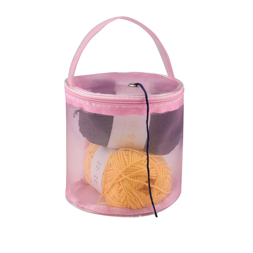 

Knitting Woolen Yarn Crochet Hook Organizer Mesh Nylon Tote Rosy For Crocheting Tools Crochet Storage Bag Knitting Bag Yarn Ball