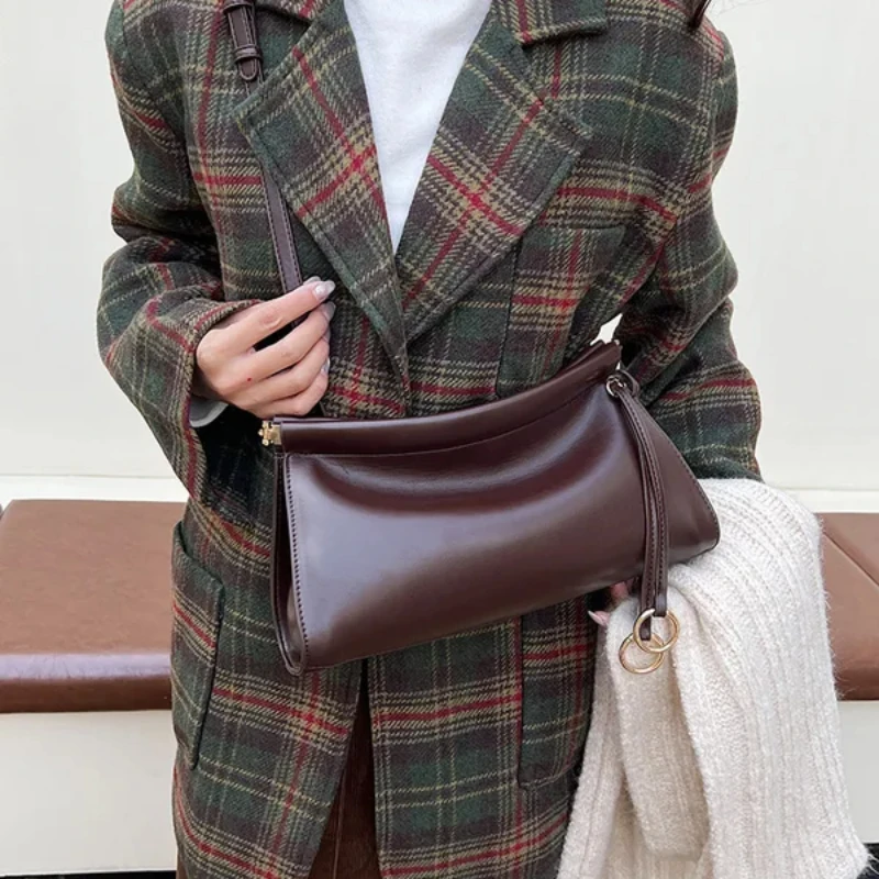 

2026 New Vintage Style PU Leather Shoulder Bags Spring Autumn Leather Women's Handbags Fashion High Quality Women Bag Hobos