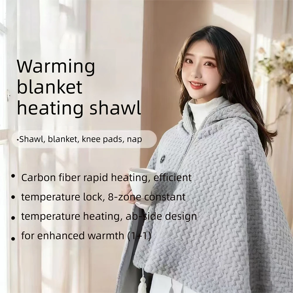 Electric Blanket,Intelligent Heating Blanket,Nap Warming Shawl,Heated Faux Fur Shoulder Warmer,For Cold Office Work Environment