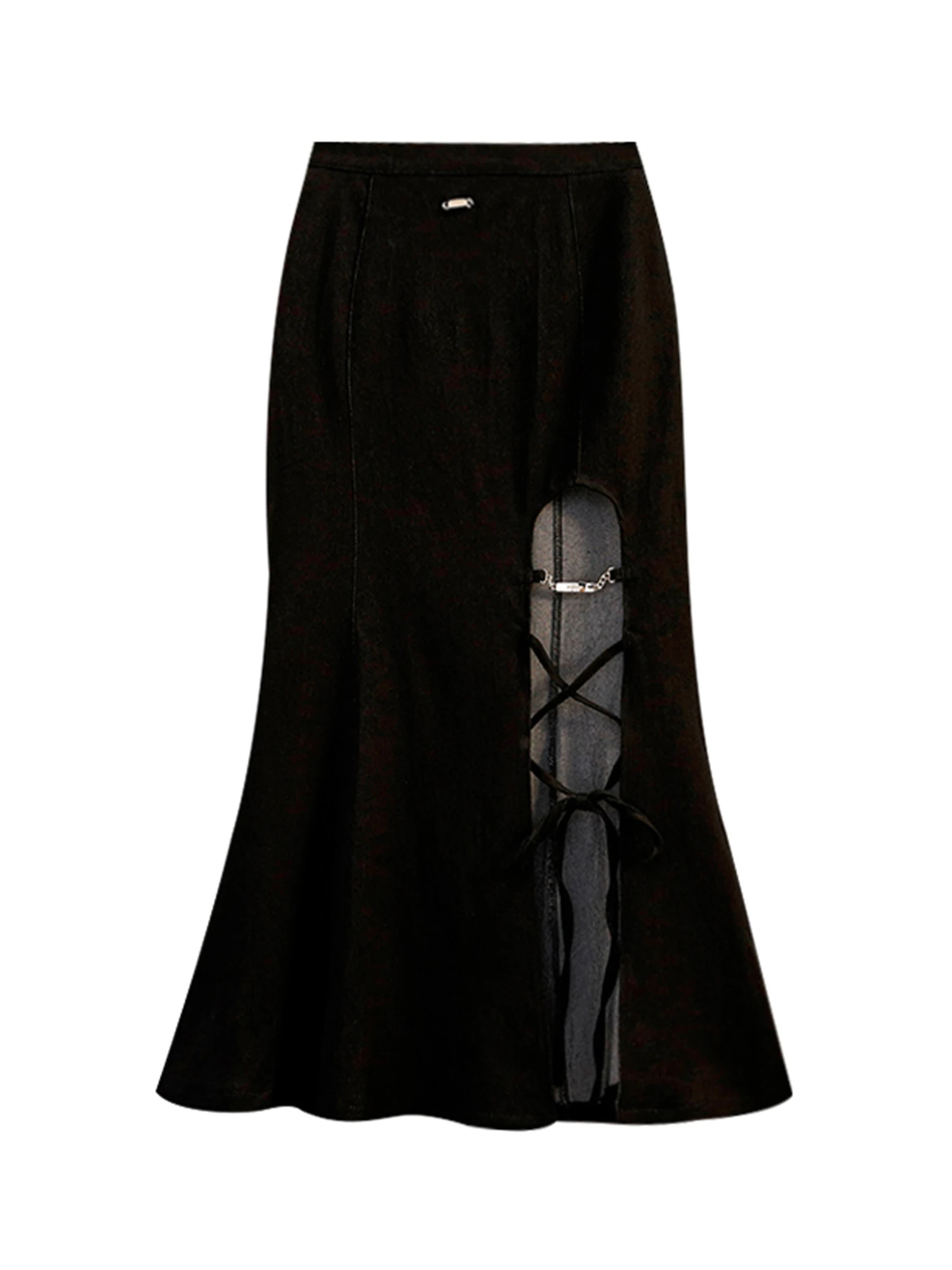 

Женская черная готическая юбка с разрезом, винтажная эстетичная юбка-труба Harajuku Y2k, юбки средней длины с высокой талией, одежда 2000-х годов, осень