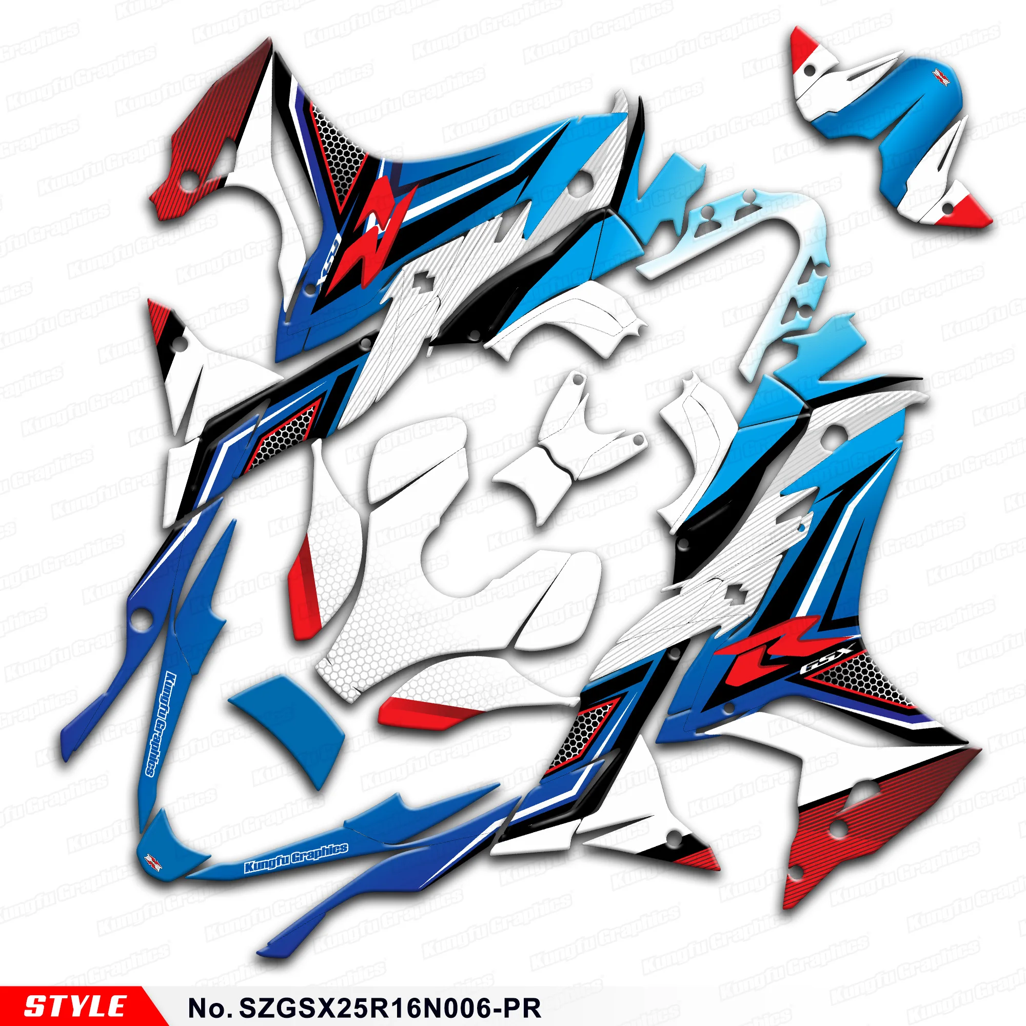 

Scratchproof Motorcycle Stickers Graphics Kit for Suzuki GSX250R GSX 250R 2016-2024, No.SZGSX25R16N006-PR