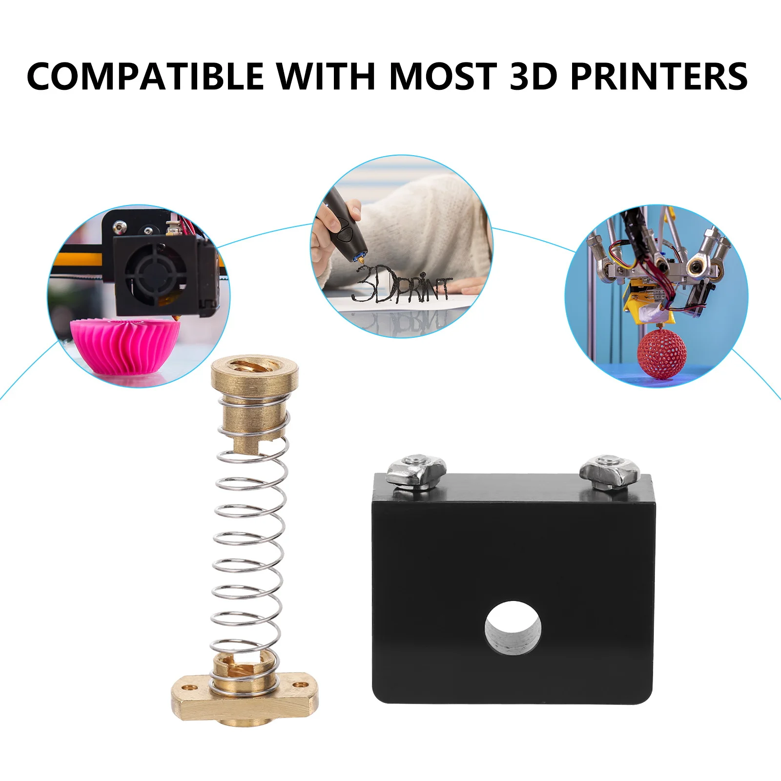 

1Set 3D Printer Anti Backlash Spring Loaded Nut Compact Lead Elimination Nut High Load Rustproof Accurate Linear