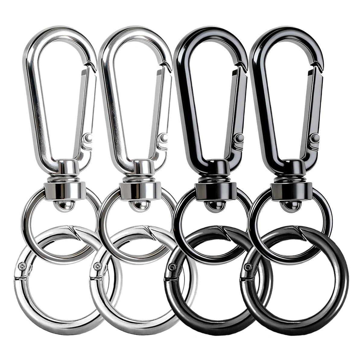 2/4/8 Sets Double Opening Swivel Clasp Clips Snap O Ring Metal Spring Swivel Hooks for Keychains DIY Crafts Lanyard Gift Travel