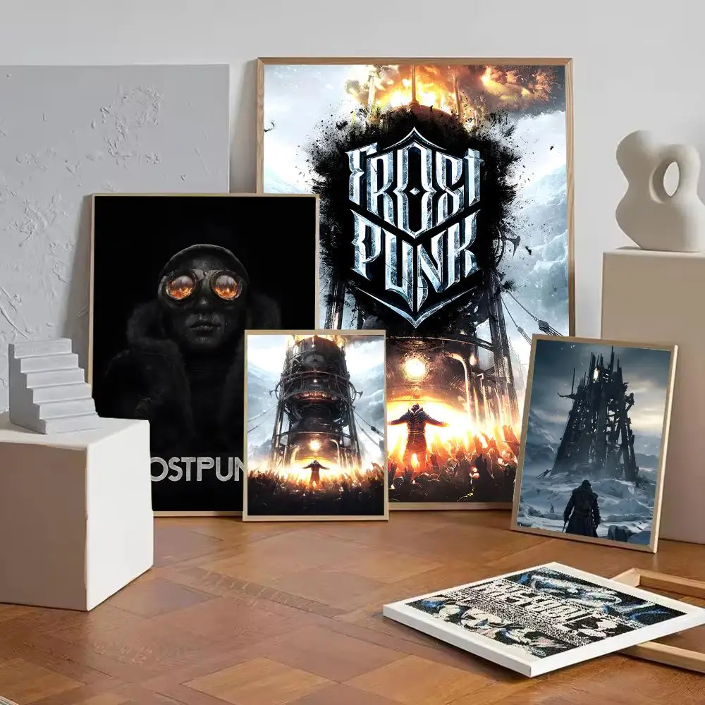 Art City-building game F-Frostpunk Poster Self-adhesive Painting with prints Home bedroom living room decoration