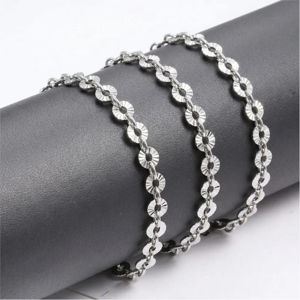 1M Stainless Steel Flower Cable Gold Chain Link Jewelry Making Chain For Necklace Bracelet DIY Findings Components Wholesale