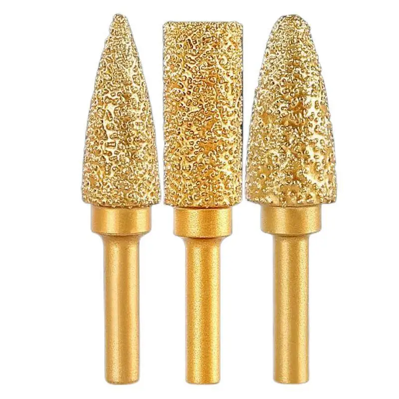 1PC 6mm Shank Vacuum Brazed Diamond Grinding Head Burrs Engraving Drill Bits Stone Alloy Steel Cast Iron Polishing Carving Tool