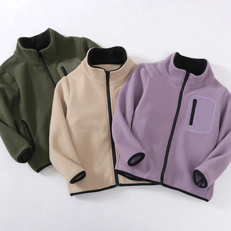 

Children Winter Thickened Fleece Jacket Warm Windproof Stand-Collar Coat 3-18 Years Teen Boys Girls Thermal Outerwear