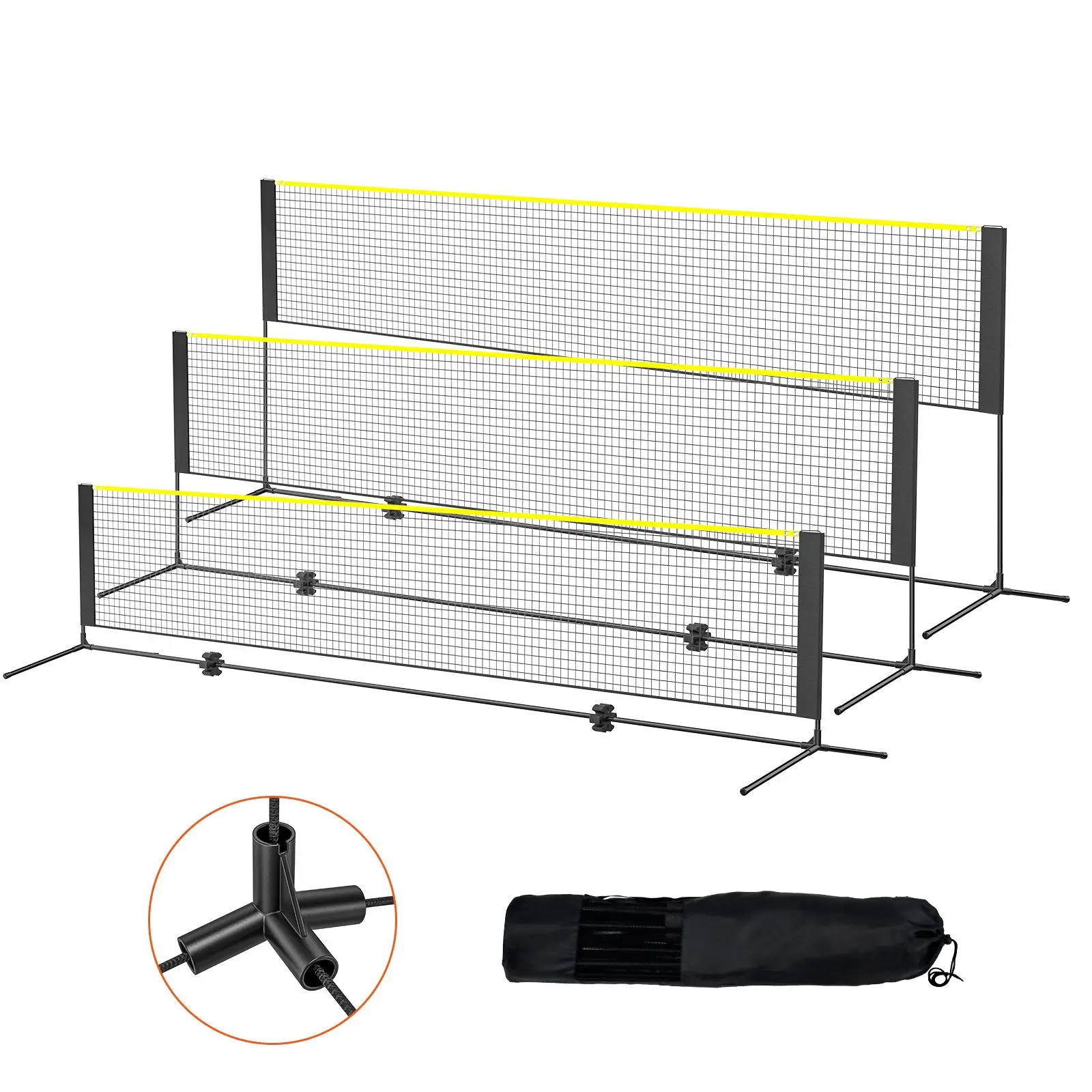 Badminton Net, Height Adjustable Volleyball, 14ft Wide Foldable Pickleball, Portable Easy Setup Tennis Set with Poles, Stand and