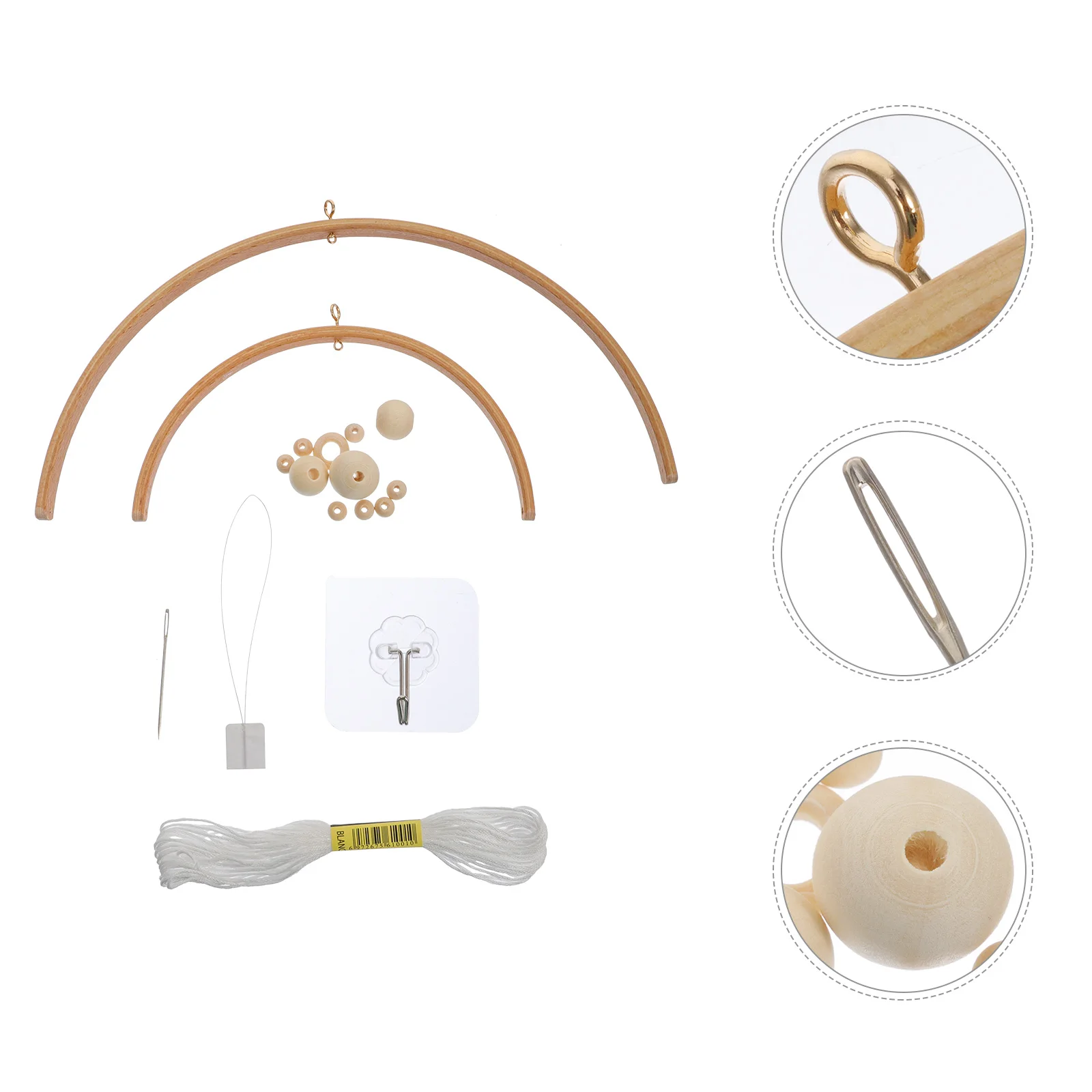 

1Set Solid Wood Wind Chime Material Kit DIY Round Handmade Decor Bedroom Living Room Car Decoration Kit DIY Material