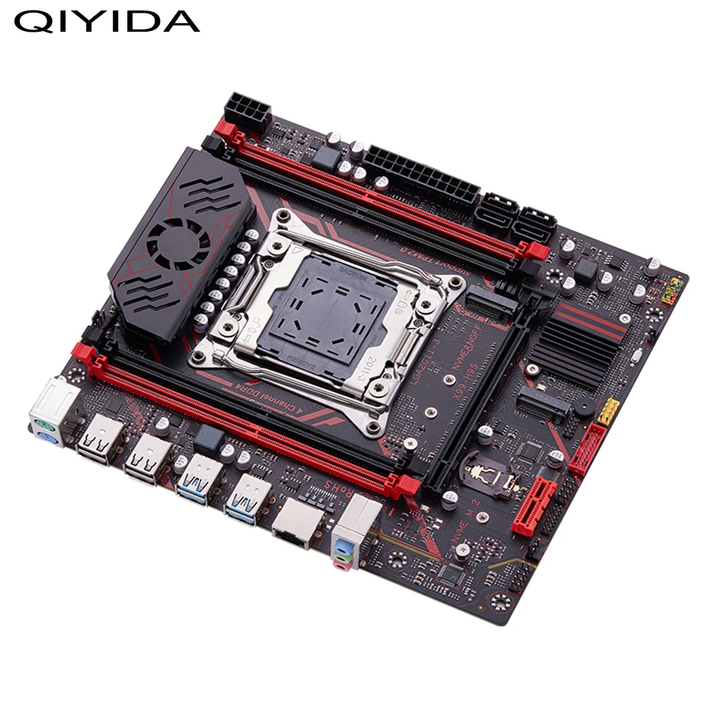 Qiyida X99 motherboard kit LGA2011 3 Xeon E5 2680 V4 2*8GB 16GB DDR4 3200Mhz 4 channels NVME USB3.0 SATA3.0 TPM 2.0 Interface