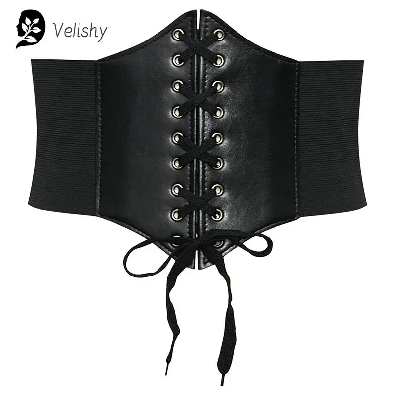 Belts For Women Waist Corset Wide PU Leather Slimming Body Belts Elastic Waistband Adjustable Dress Girdle