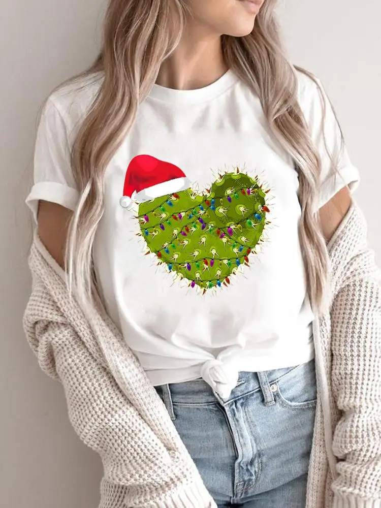 Women Holiday Clothing Merry Christmas Fashion 2025Letter Sweet 90s Cute Shirt Print T Top Graphic T Tee New Year T-shirts