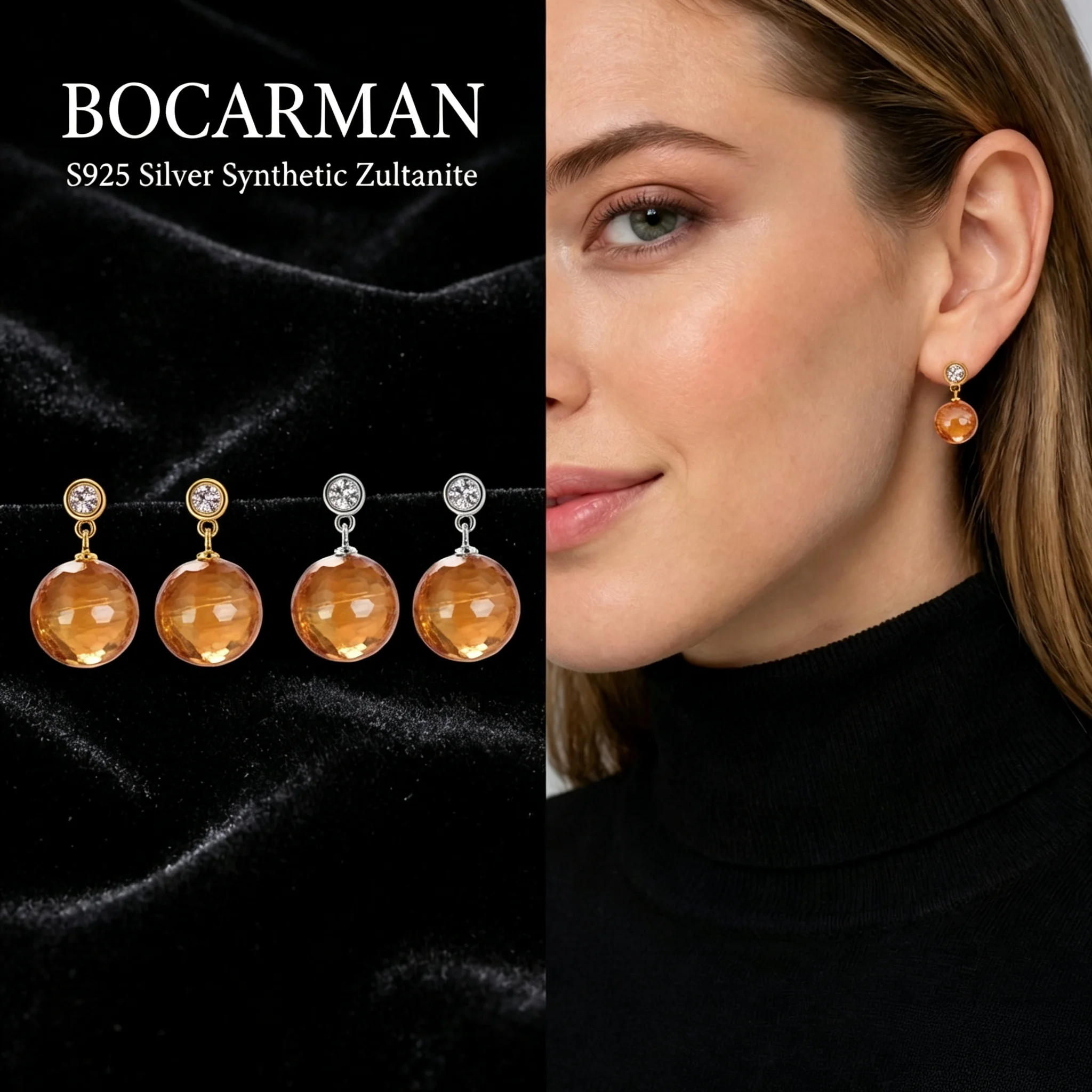 Bocarman S925 Silver Color Changing Sultanite Earrings Lab Created Diaspore Alexandrite Effect Hypoallergenic Jewelry Giftomen