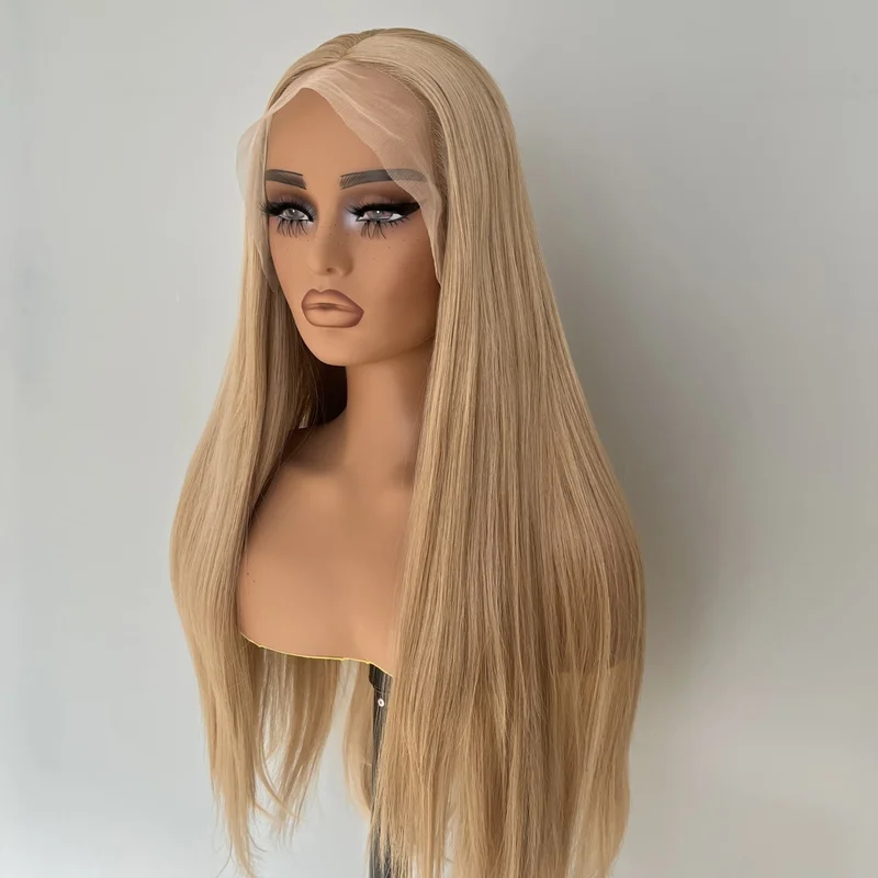 Layered Lace Front Wigs Synthetic Hair Heat Resistant Blonde Long Straight