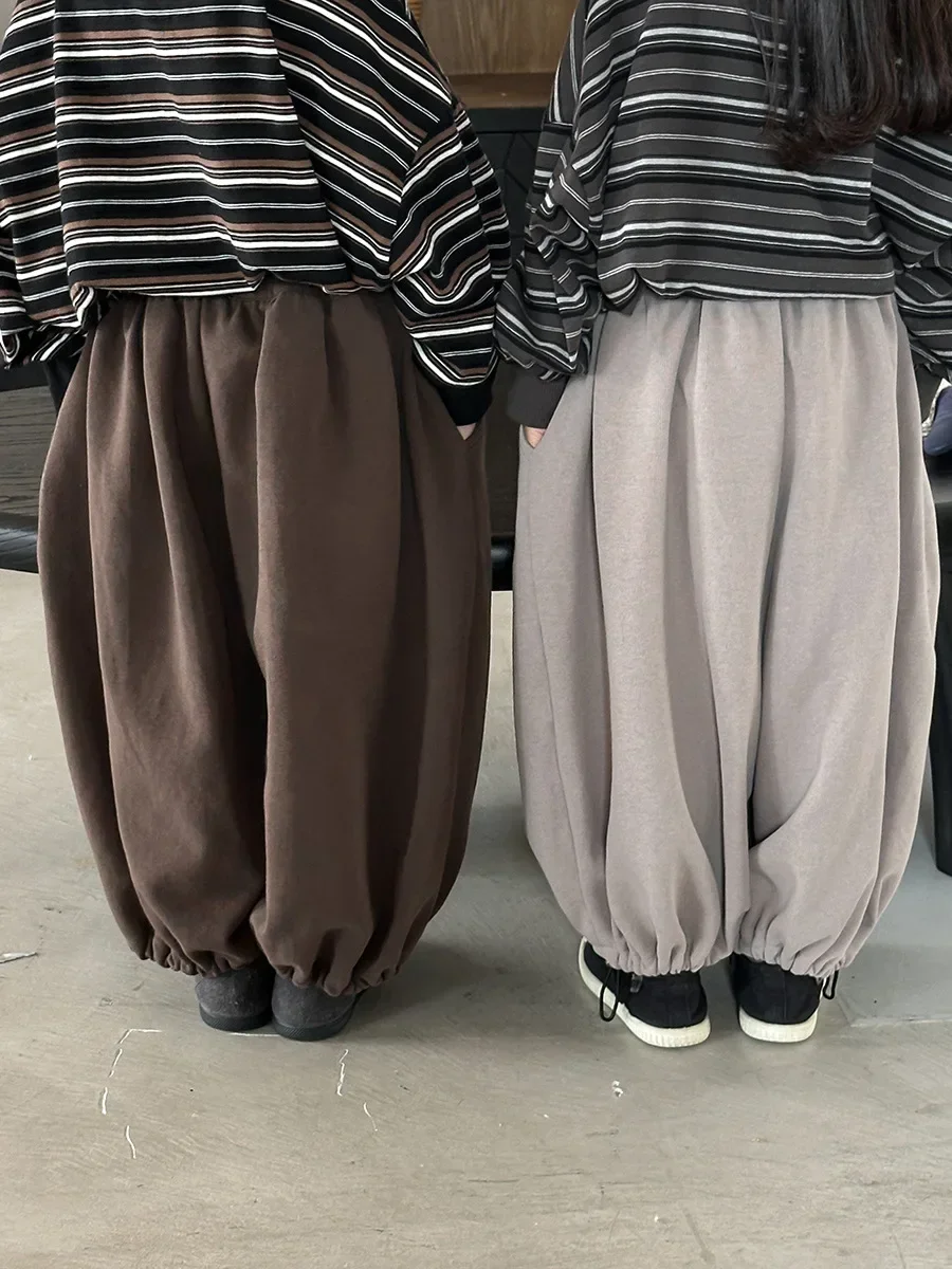 

2025 Boy Girl Casual Baggy Harem Pants Kids Loose Lantern Pants 1-7Y Korean Children's Clothes Elastic Waist Daily Wear Trousers