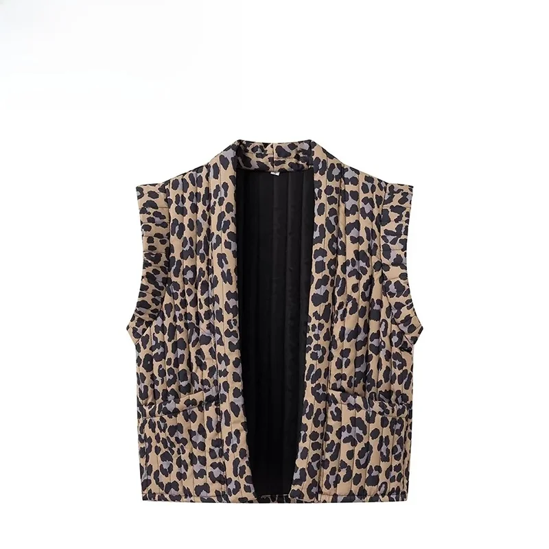 

ZBZA Summer New Women's Faion Design Commuter Sle Casual Leopard Print Vest Street Sle Polyester Fiber Regular Length