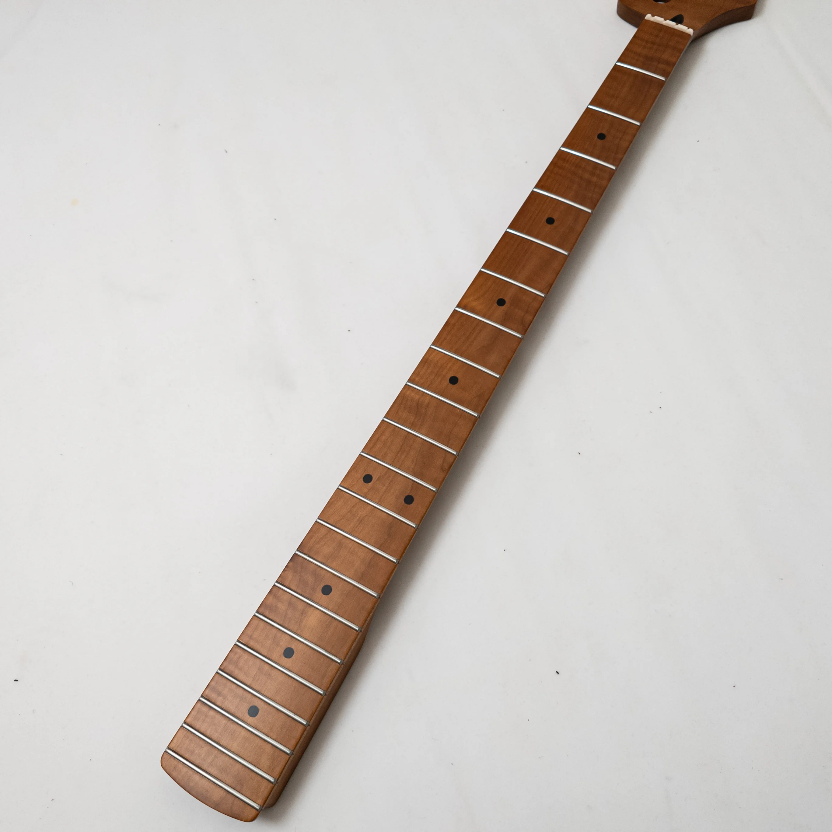 4 String Bass Neck Matte Finish Roasted Flame Maple 34