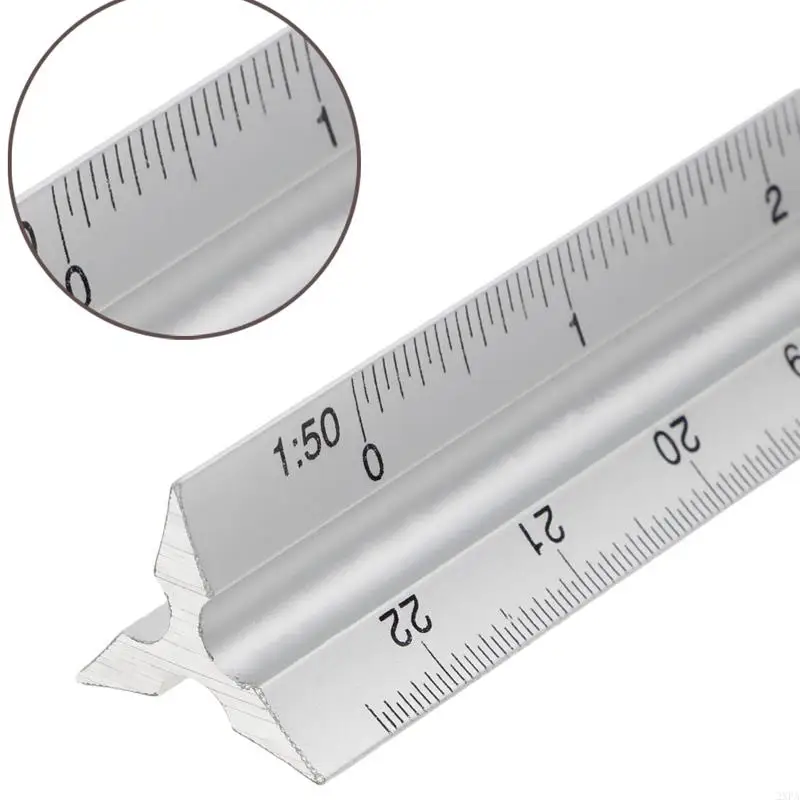 2XPA 30cm Aluminium Metal for Triangle Scale Architect Engineer Technical Ruler 12