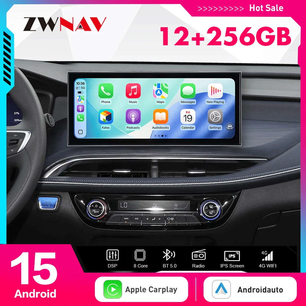 Radio para Auto con Pantalla Táctil Android 15 de 15.8 Pulgadas con Carplay para Buick Velite 6 2022-2024, Reproductor Multimedia con Navegación GPS, Unidad de Calefacción Automática