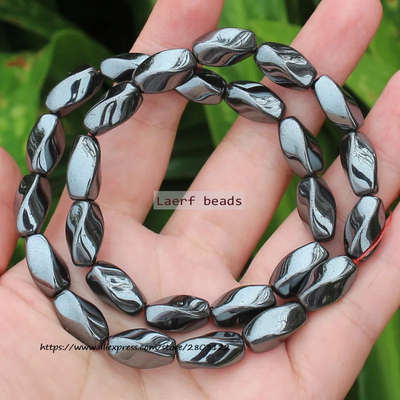 Natural Hematite Oval  4sides Twist Loose Beads ,For DIY Jewelry Making !