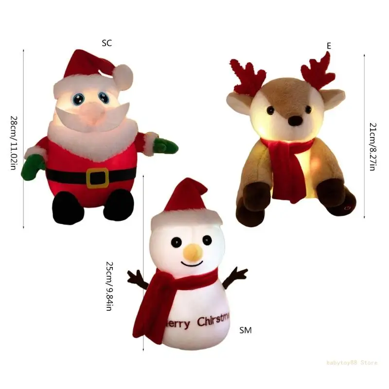 Y4UD Light Up Plush Toy Christmas Santa for Seasonal Decors Festival Supply