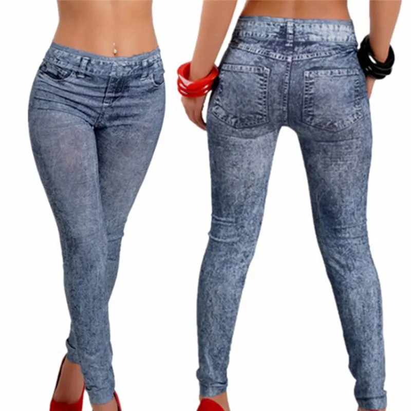 Women Leggings High Waist Push Up Leggings For Women Fitness Sports Casual Leggins With Pocket Faux Jean Pants