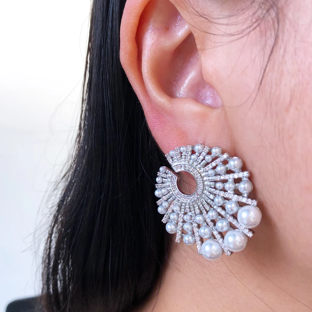 

Missvikki Luxury Gorgeous Pearls Stud Earrings Wedding Accessories Bridal Charm Women Lady Daily Party Show Fashion Jewelry