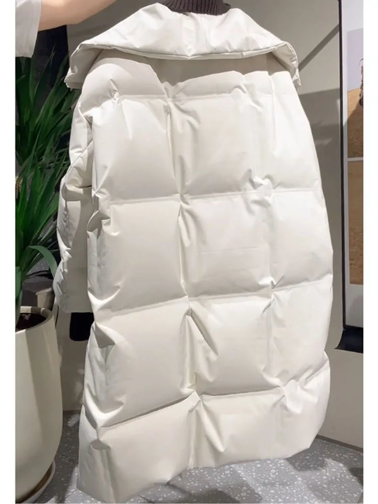 Ele Long Puffer Jaet Damen Faionable White Fluffy Oberbekleidung Thi Wintermantel Ci Casual Sle Du Down Fill