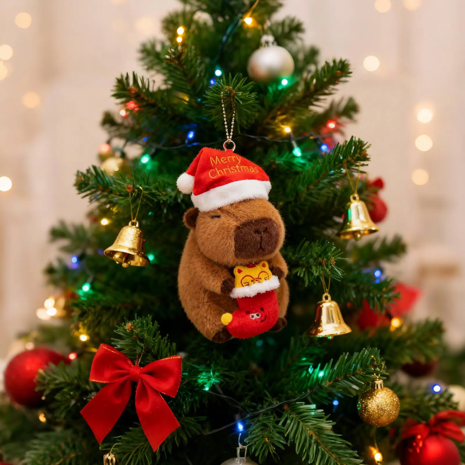 

Милая капибара, плюшевый рождественский домашний декор, милая кукла, очаровательная плюшевая игрушка, украшения для куклы для малышей, праздничный автомобиль, спальня, диван