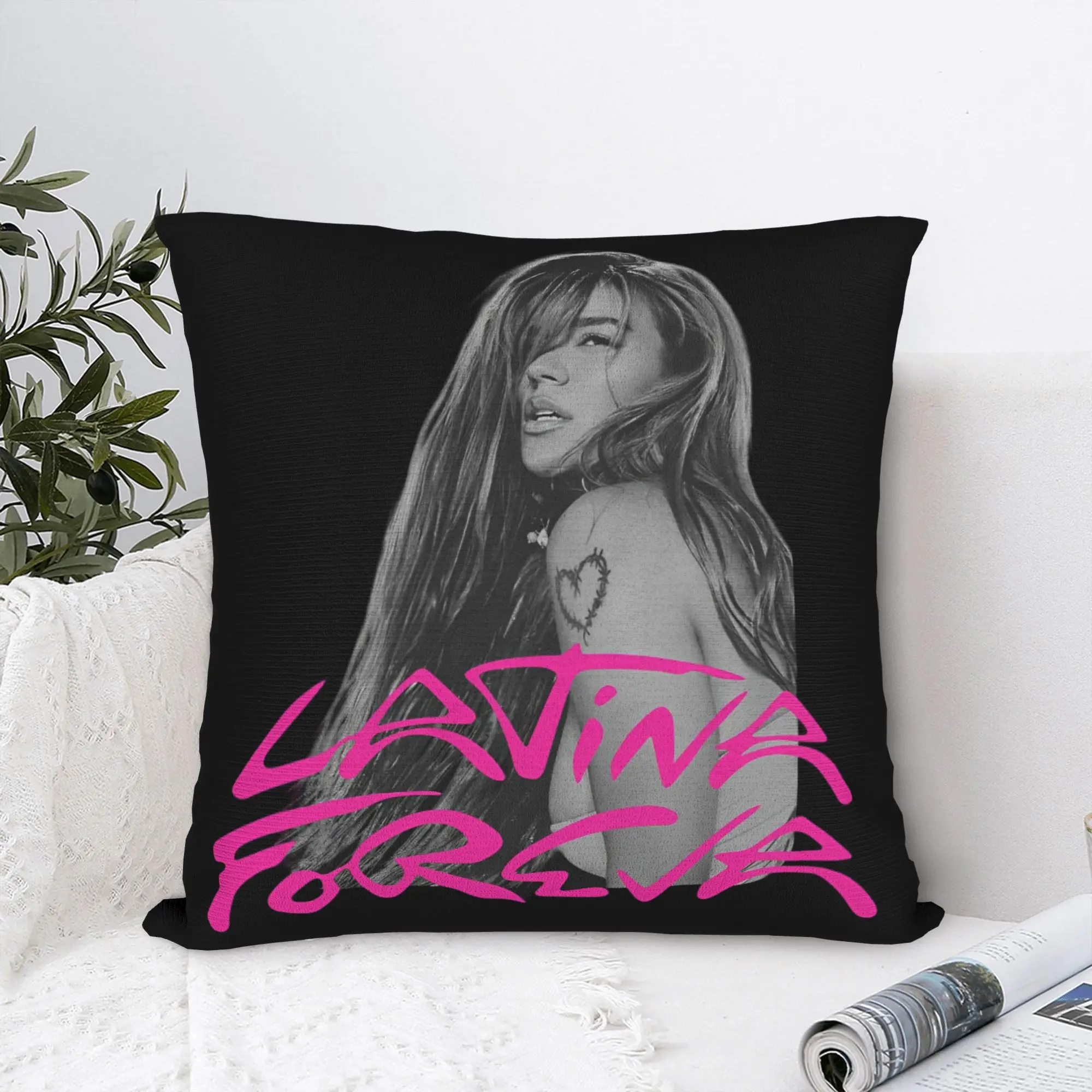 Karol G Tropicoqueta Album Pillowcase Printing Fabric Cushion Cover Gift  Throw Pillow Case Cover Living Room Square 40X40cm