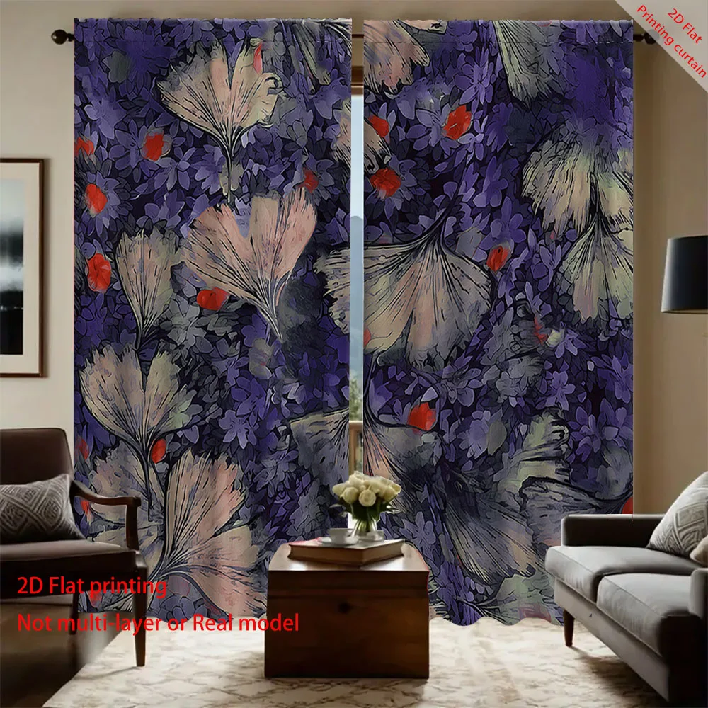 

Vintage floral and plant printed curtains, used for office, bedroom, living room, balcony, and home decoration sunshade curtains