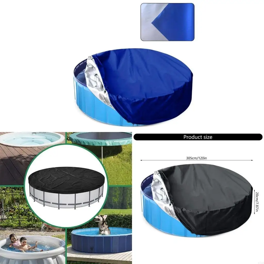 

97QD Heavy Duty 10FT Round Pool Cover Waterproof Outdoor Dust Protector for Pool