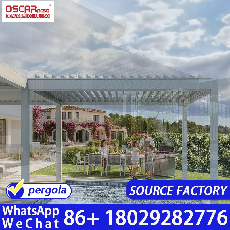 11' X 125' Wood Outdoor Pavilion for Patio Deck Backyard Lawn with Grape Trellis pergola