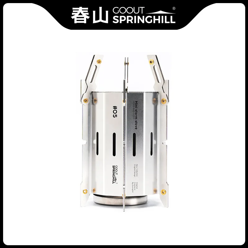 

Портативная настольная печь Goout Springhill Mini Cyclone для кемпинга, дровяная, с огнеупорным стеклом, из нержавеющей стали