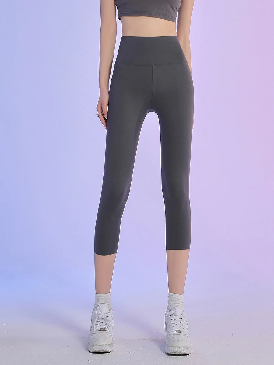 Calças de ioga de cintura alta femininas verão 2025 novas calças de camada de base ocular controle de barriga levantamento de bunda calças de pele de arca casuais nove-pi...