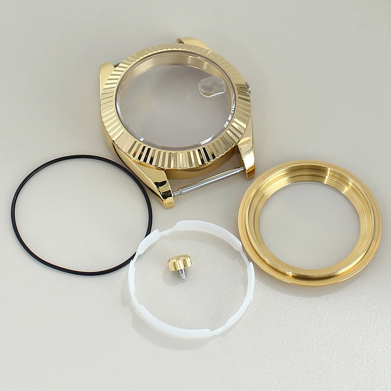 39mm 36mm Fluted Curved Watch Case Sapphire For SK DJ NH35 NH36 NH38 NH34 Miyota 8215 Movt 28.5mm Dial Slide Buckle Oyster Strap