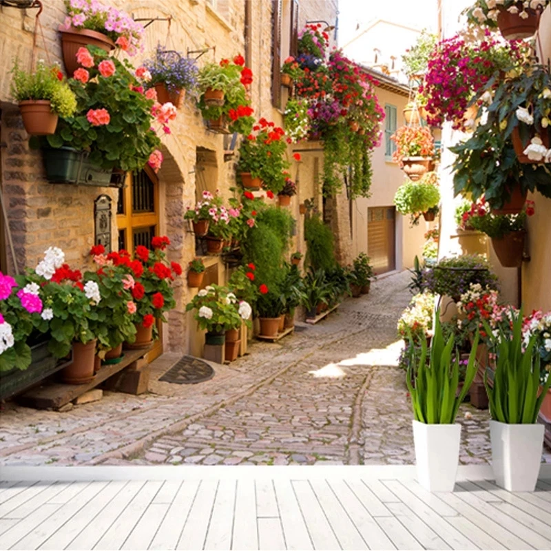 Custom Mural Wallpaper Flower European Street View 3D Photo Home Decor Living room sofa TV background wall bedroom restaurant 8d