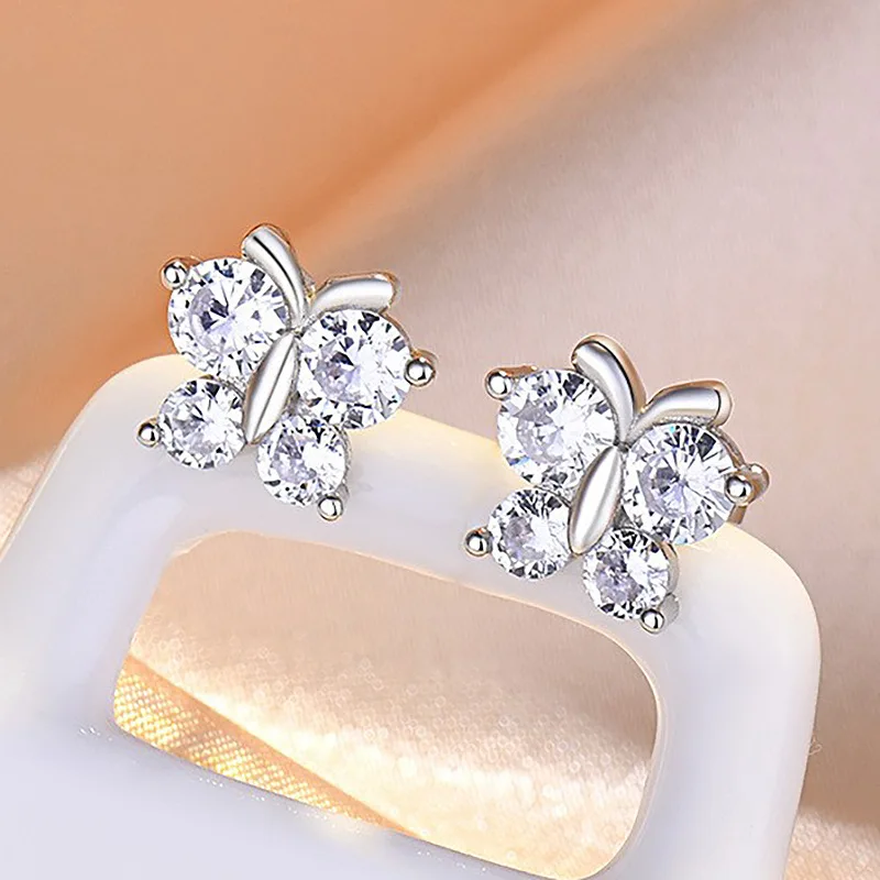 Neue Ohrringe aus 925er-Sterlingsilber, Schmetterling, 5A-Zirkon, für Frauen, exquisite Freundin, Hochzeit, Verlobung, Schmuck, modisches Geschenk