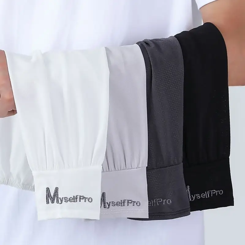 1/2 Pair Mens Ice Arm Sleeves Sunscreen Elastic Driving Gloves Outdoor UV Protection Arm Cover Sleeves Lightweight Cool Muff New