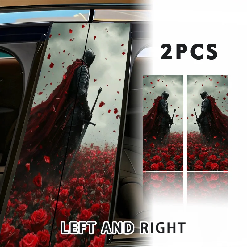 2 Armored Men's Car Stickers Standing in a Field of Red Roses - Wmanterproof Self-Adhesive Sfimantch Pdotectiof Vehicle