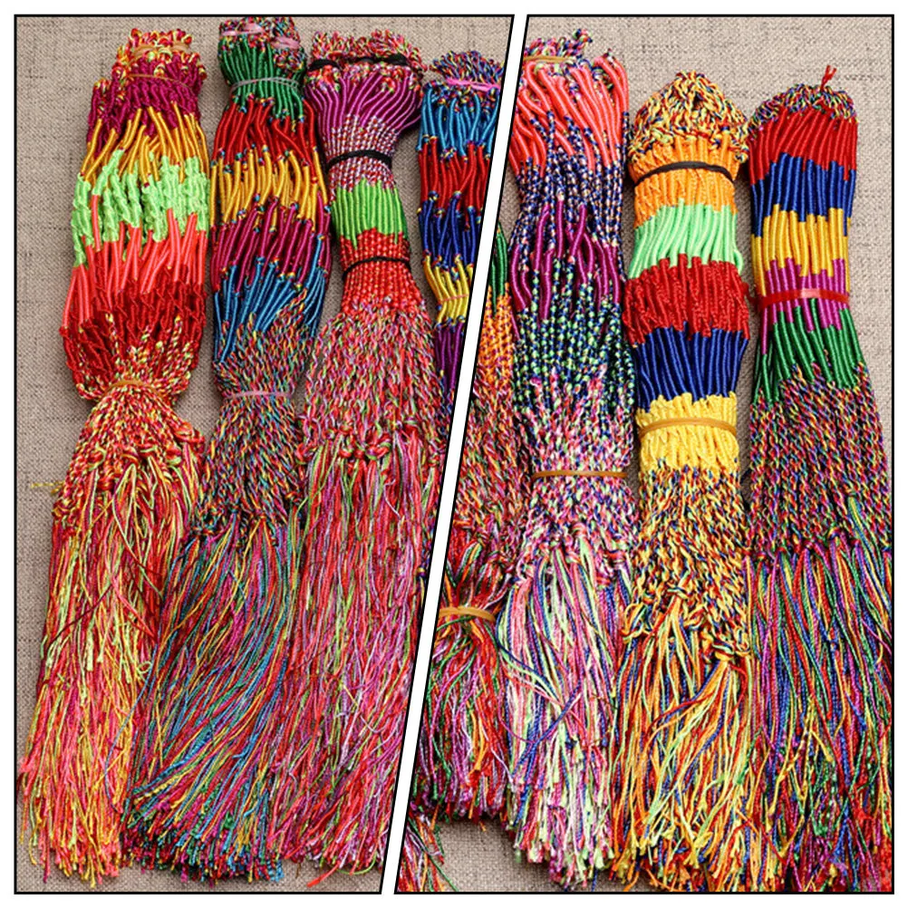 10Pcs Multicolored Rope Lover Bracelet Premium Chinlon Material Hand-Woven Delicate Workmanship Charm Unique Visual Appeal