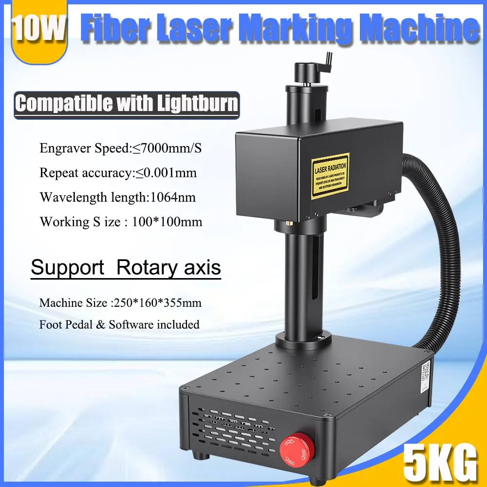 Scotle 10W 1064nm Machine de marquage laser à fibre portable de bureau super mini, compatible LightBurn, pour gravure et marquage métallique de bijoux DIY, stock UE, livraison rapide