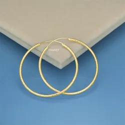 Wholesale 925 Sterling Silver 18K Gold 50MM Fine Frosted Hoop Earrings For Women Fashion Charm Gift Jewelry Wedding Accessories