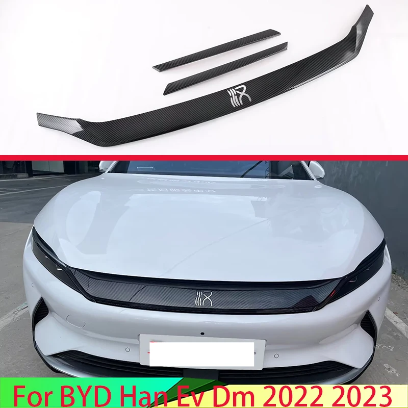 

For BYD Han Ev Dm 2022 2023 Car Accessories Front Center Mesh Grille Grill Cover Radiator Strip Trim Decoration