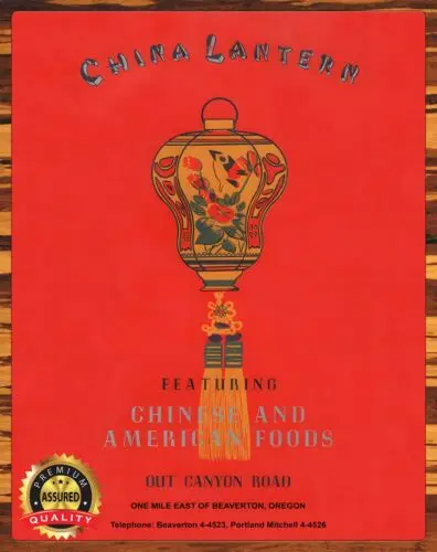 China Lantern, Beaverton 1950s - Metal Sign