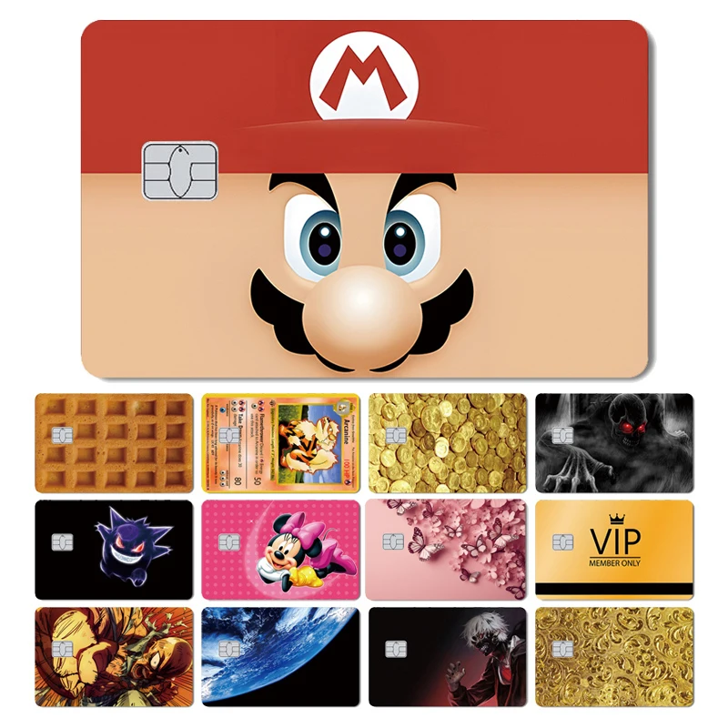 

Fashion VIP Anime Cartoon Face Gold Coin Waffles Matte Front Film Skin Sticker Cover for Credit Bank Bus Debt Card