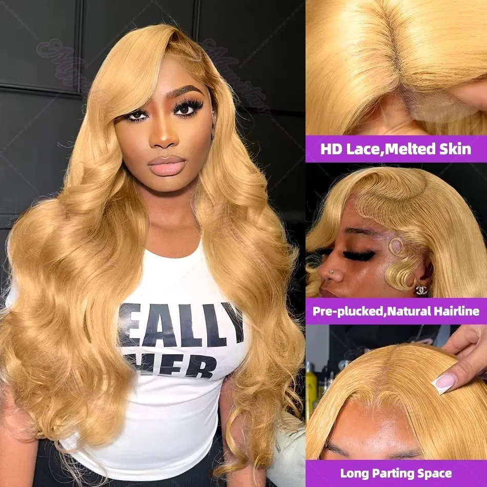 27 Honey Blonde Wig Human Hair 13x6 Hd Lace Frontal Wig 250 Density  Body Wave Lace Front Wig 13x4 Honey Blonde Human Hair Wigs image 4