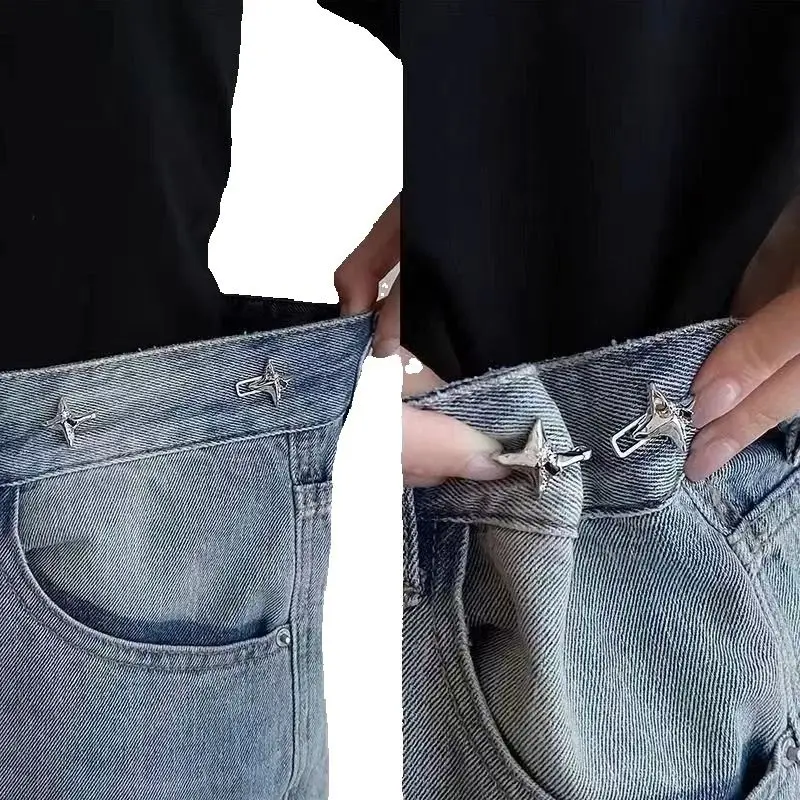 

Регулируемая металлическая пряжка-регулятор талии для джинсов без пришивания, с четырехконечной звездой