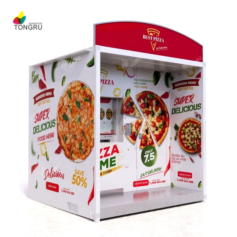 Outdoor Business Self-service Fast Food Making Machine hot pizza kiosk Fully Automatic Pizza Vending Machines